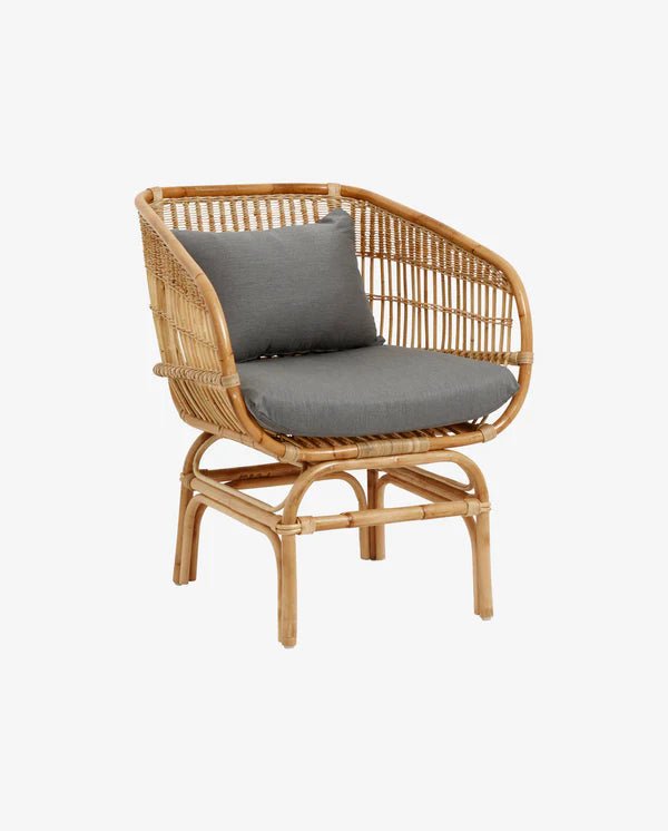 Nordal Bali Rattan Sessel Graue Kissen - Living-Oasis